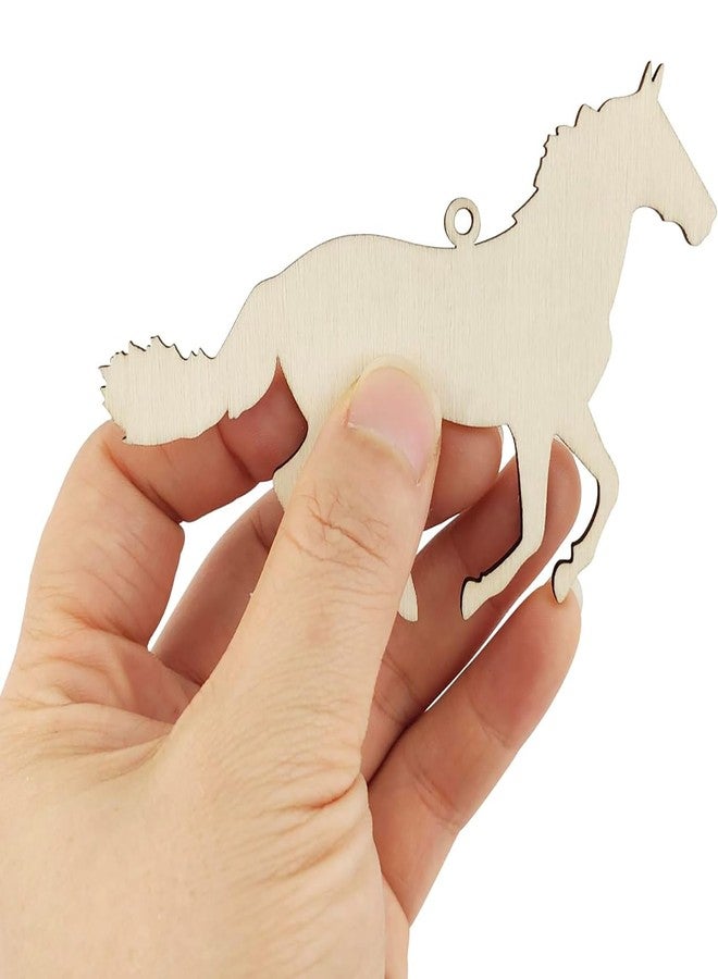Cliths Pack of 10 Pcs Wooden Running Horse Cutouts, Unfinished Wood Horse Ornaments for DIY Crafts, Painting, Party Decorations, Gift Tags, Home Decor - Image 1
